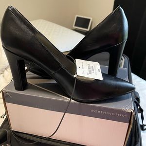 WORTHINGTON° WOMEN SIZE 11 MEDIUM BLACK SKINNY CHUNKY HEELS